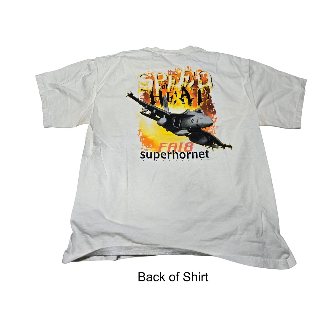 F/A-18 Super Hornet "Spear‎ of the Spear" Graphic T-Shirt White Men's L Jet